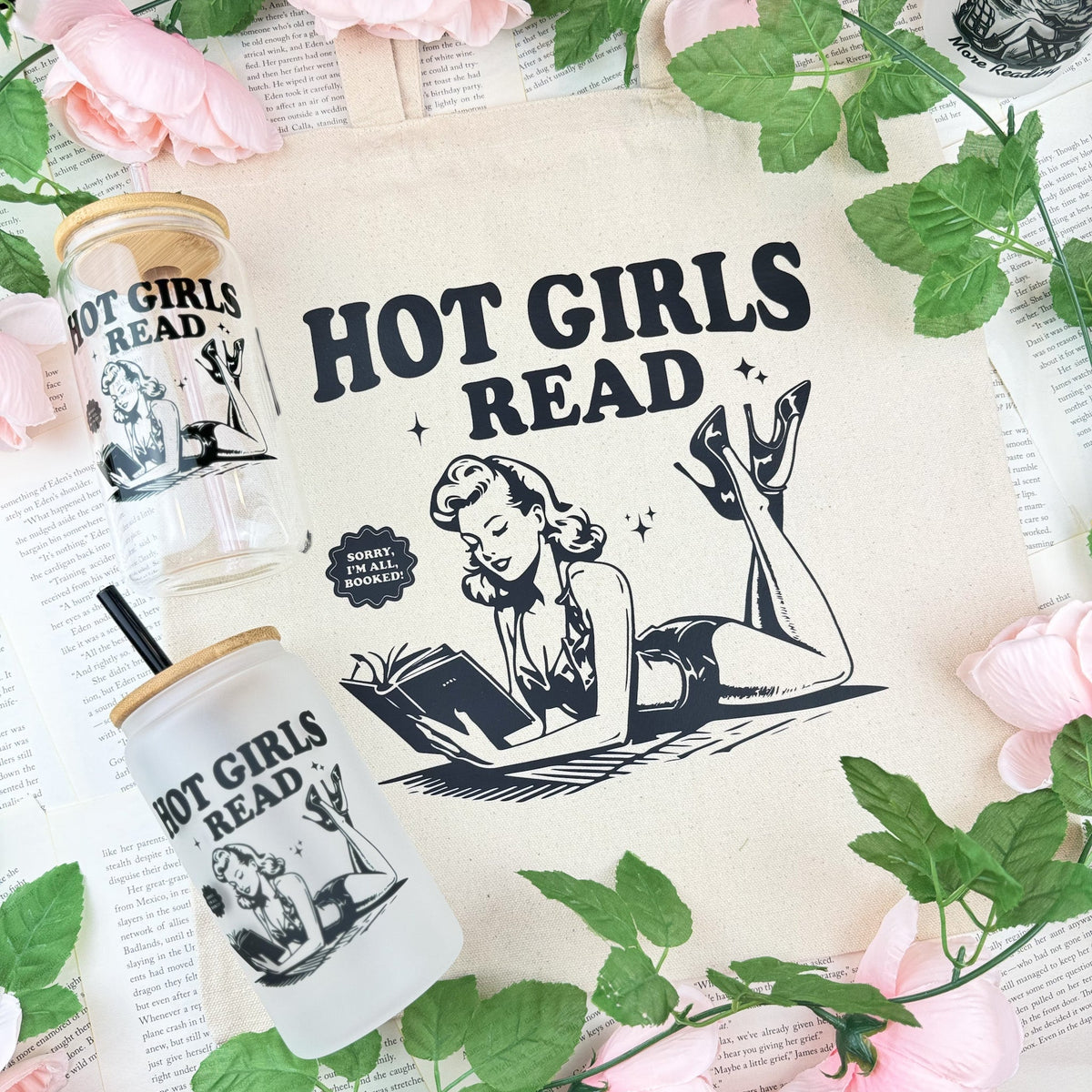 Hot Girls Read Canvas Tote Bag - Starry Skies Austin