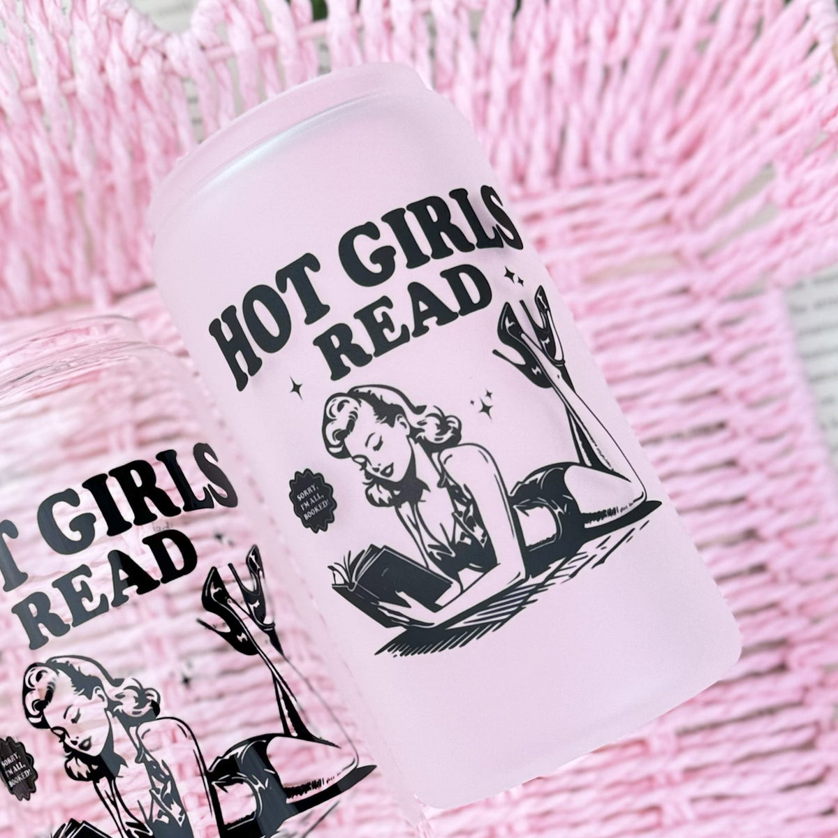 Hot Girls Read Glass Cup with Bamboo Lid & Straw - Starry Skies Austin
