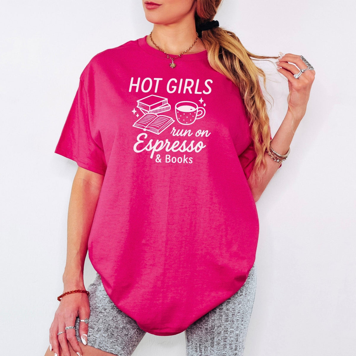 Hot Girls Run On Espresso And Books Gildan Softstyle Shirt - Starry Skies Austin