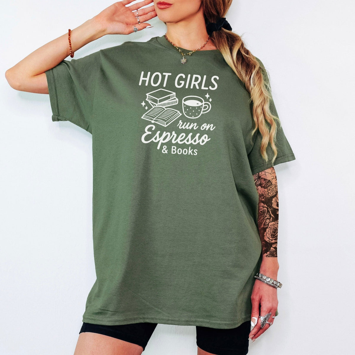 Hot Girls Run On Espresso And Books Gildan Softstyle Shirt - Starry Skies Austin