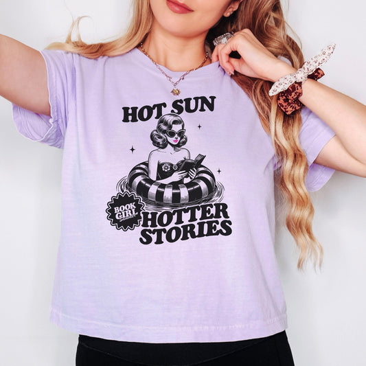 Hot Sun, Hotter Stories Heavyweight Comfort Colors Boxy Cropped Shirt - Starry Skies Austin