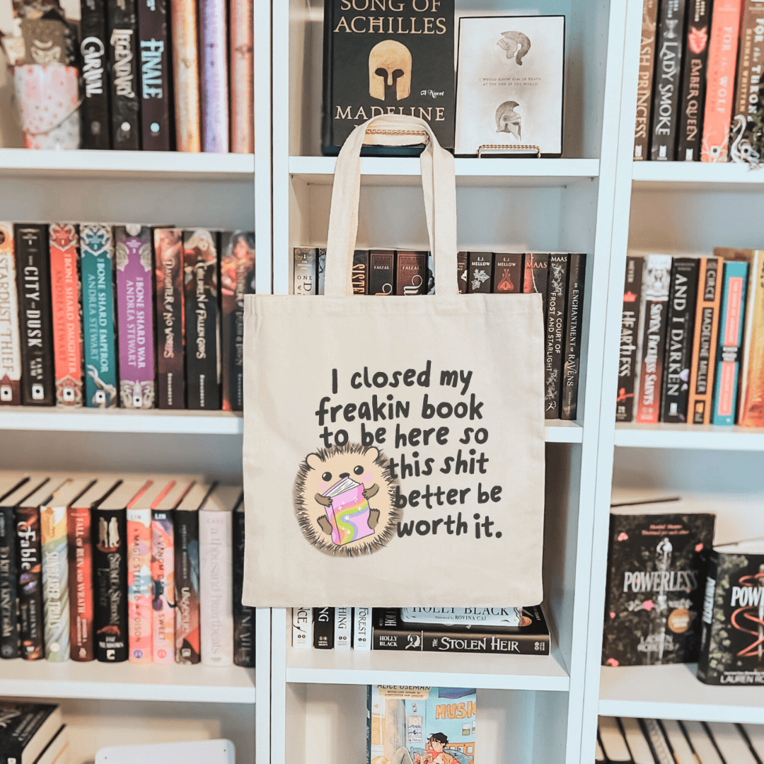 I Closed My Book to Be Here Hedgehog Sublimated Canvas Tote Bag - Starry Skies Austin