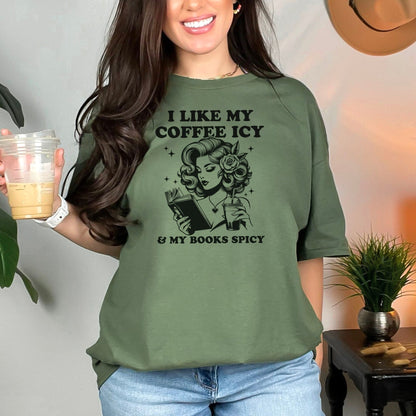 I Like My Coffee Icy And My Books Spicy Gildan Softstyle Shirt - Starry Skies Austin