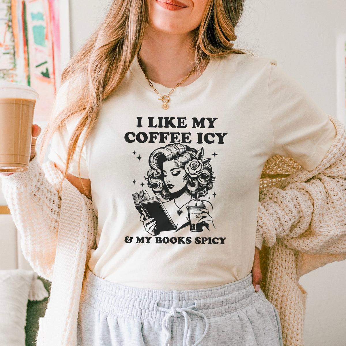 I Like My Coffee Icy And My Books Spicy Gildan Softstyle Shirt - Starry Skies Austin