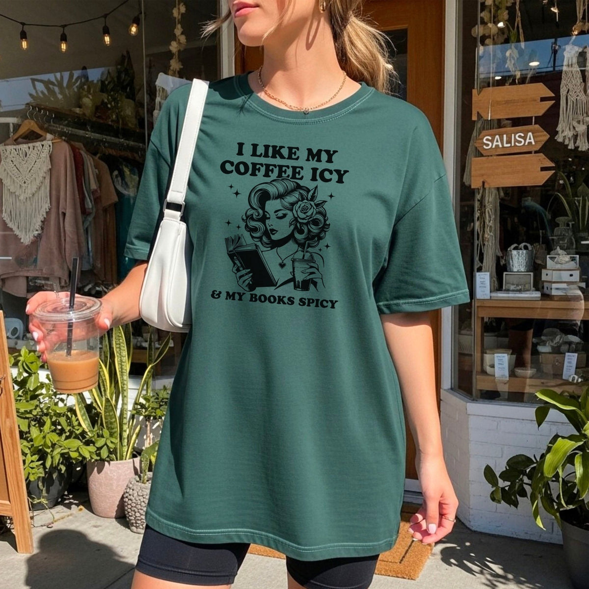 I Like My Coffee Icy & My Books Spicy Heavyweight Comfort Colors Shirt - Starry Skies Austin
