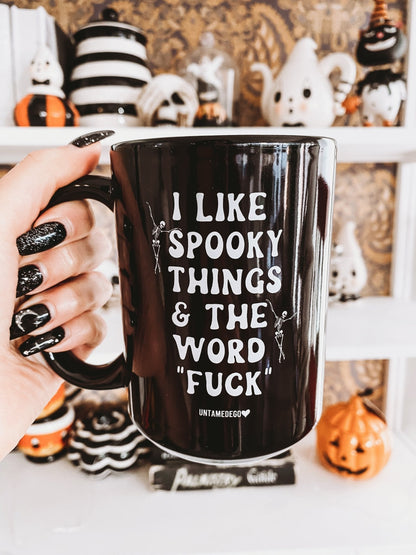 I Like Spooky Things & The Word Fuck Halloween Mug - Starry Skies Austin