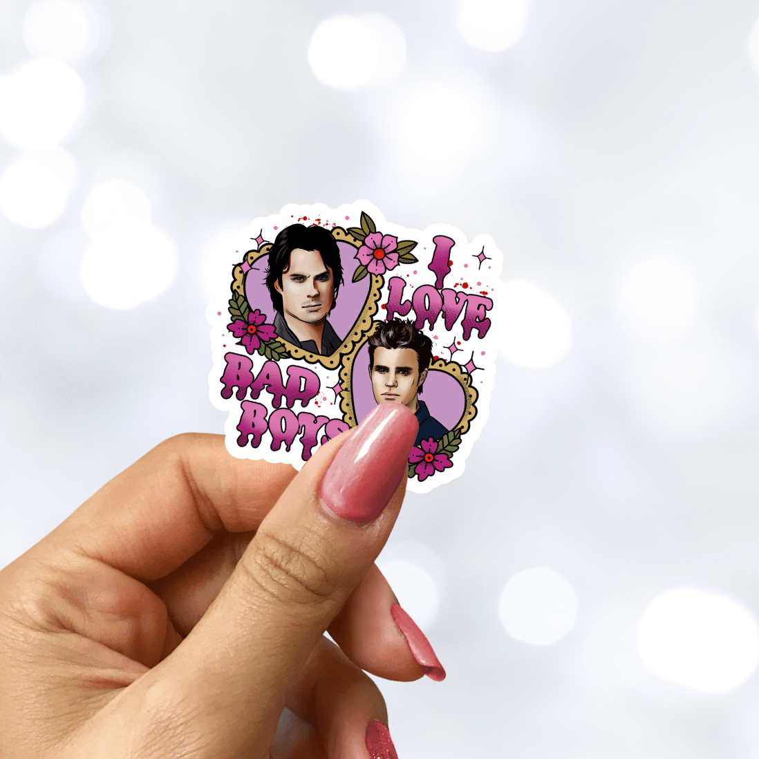 I Love Bad Boys TVD Star Sparkle Sticker - Starry Skies Austin