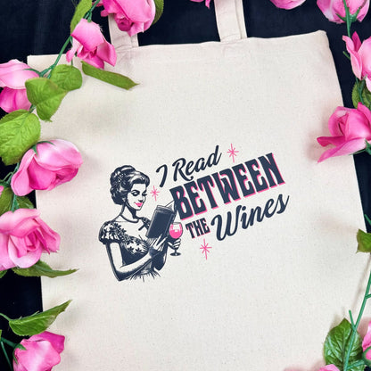 I Read Between The Wines Canvas Tote Bag - Starry Skies Austin