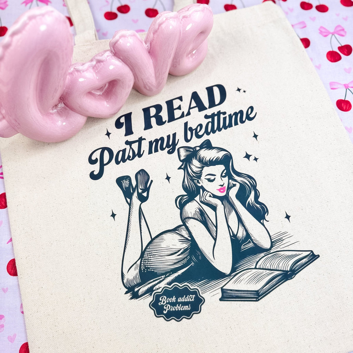 I Read Past My Bedtime Canvas Tote Bag - Starry Skies Austin