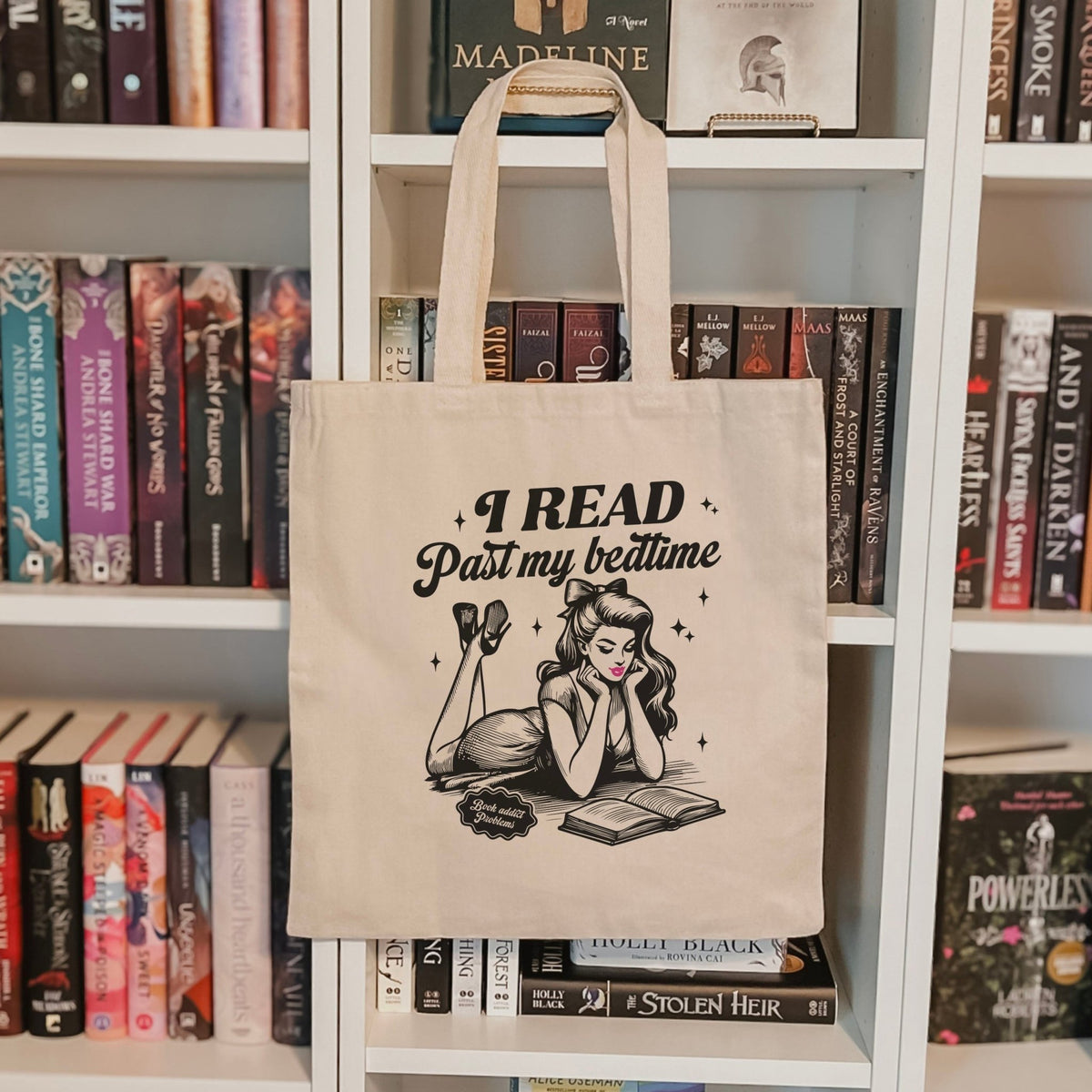 I Read Past My Bedtime Canvas Tote Bag - Starry Skies Austin