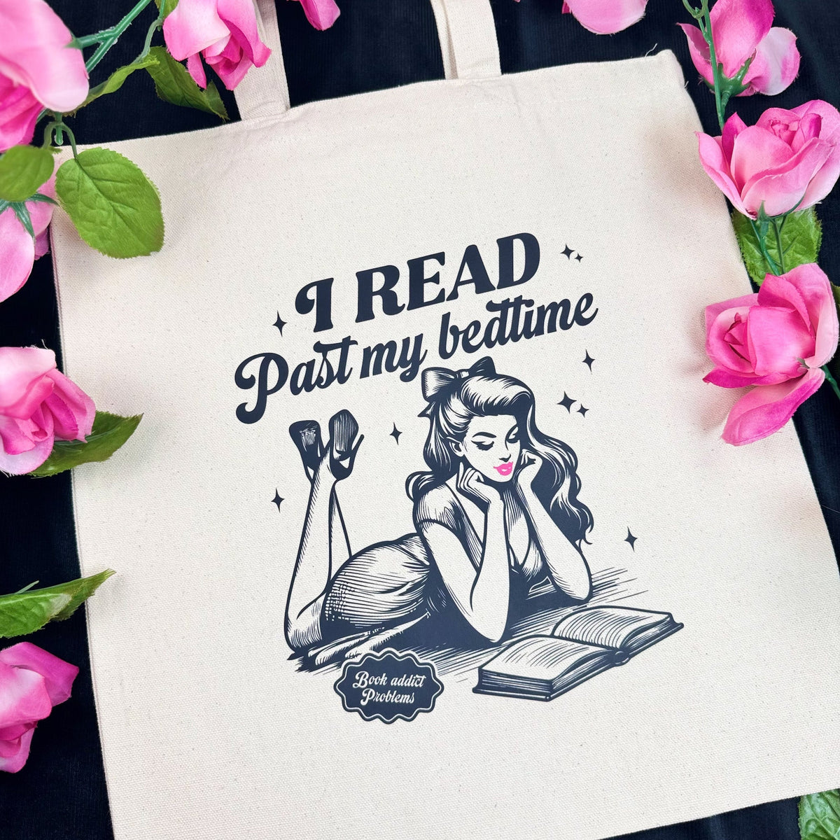 I Read Past My Bedtime Canvas Tote Bag - Starry Skies Austin