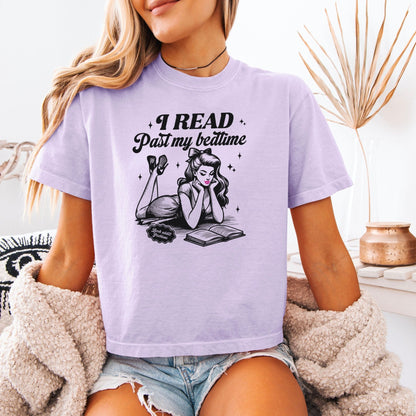 I Read Past My Bedtime Heavyweight Comfort Colors Boxy Cropped Shirt - Starry Skies Austin