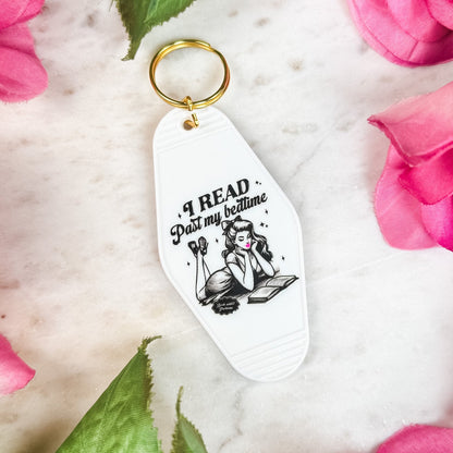 I Read Past My Bedtime Retro Motel Keychain - Starry Skies Austin