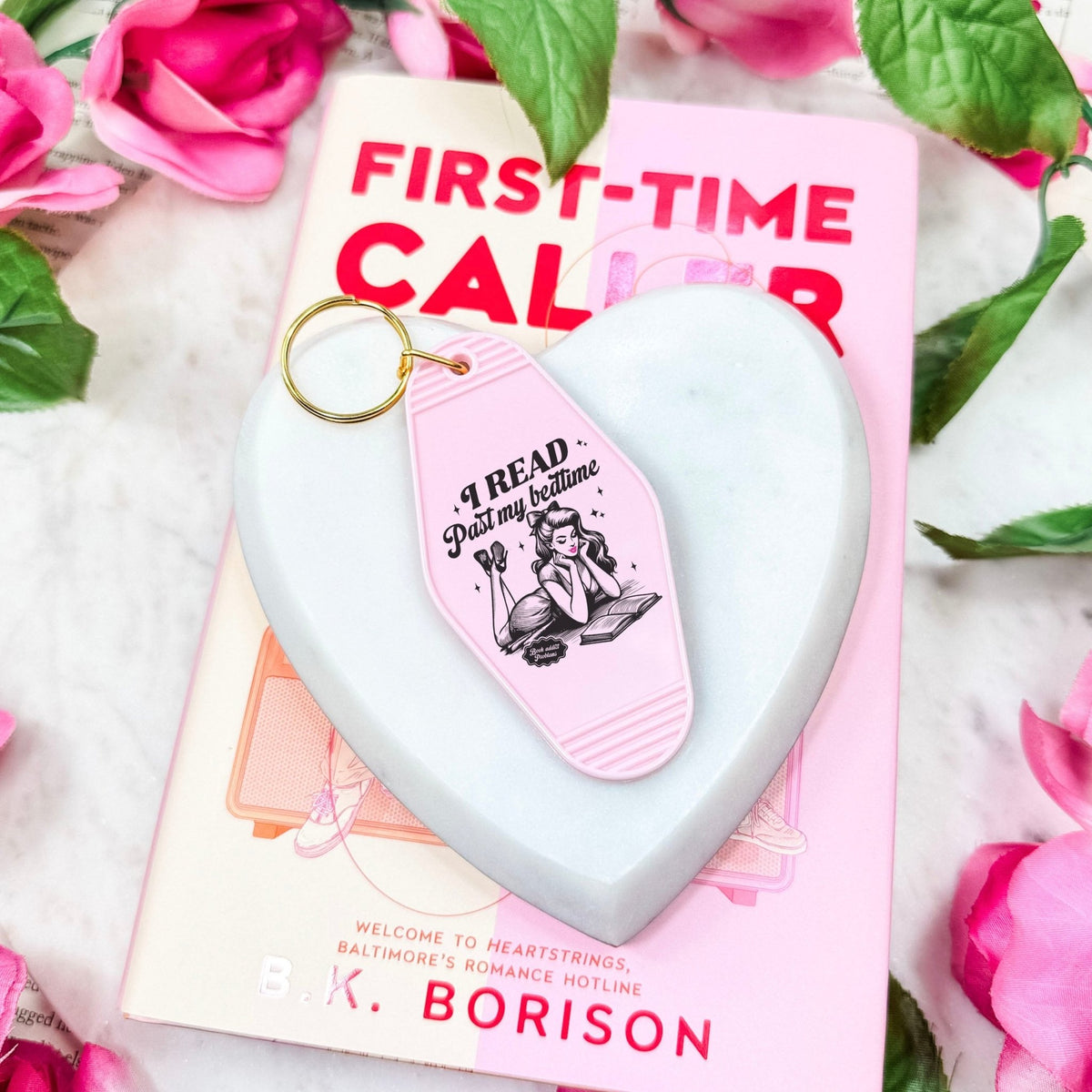 I Read Past My Bedtime Retro Motel Keychain - Starry Skies Austin
