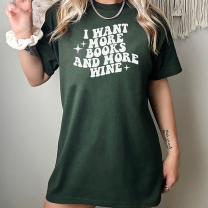 I Want More Books And More Wine Gildan Softstyle Shirt - Starry Skies Austin
