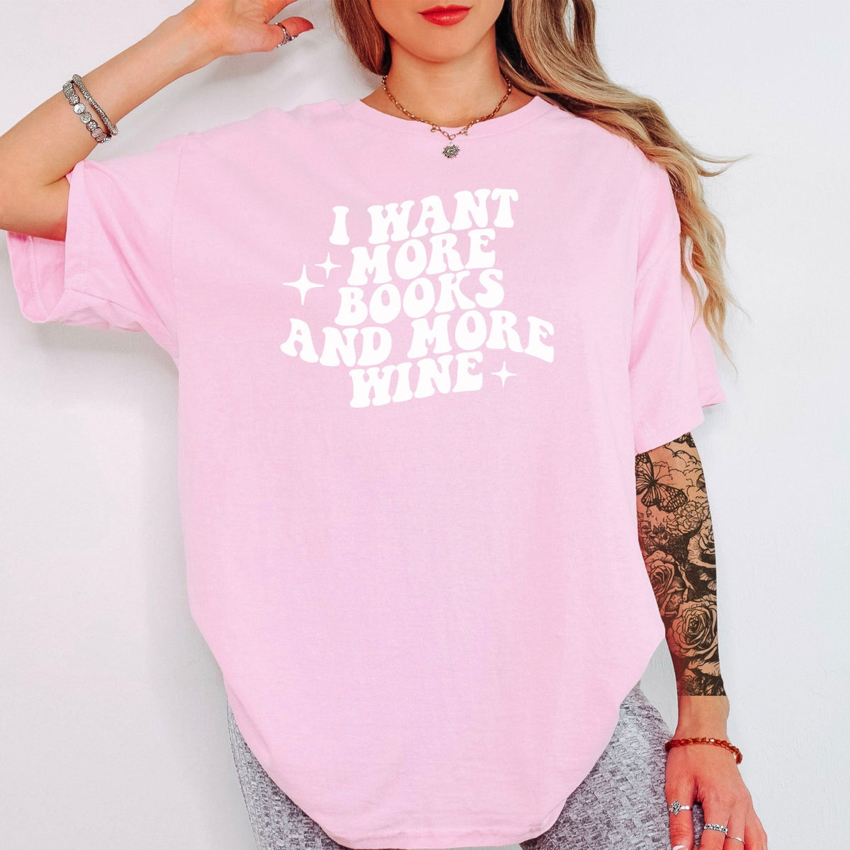 I Want More Books And More Wine Gildan Softstyle Shirt - Starry Skies Austin