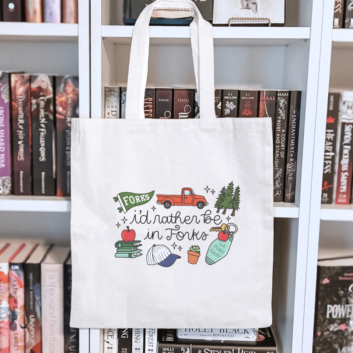 I'd Rather Be in Forks Sublimated Canvas Tote Bag - Starry Skies Austin