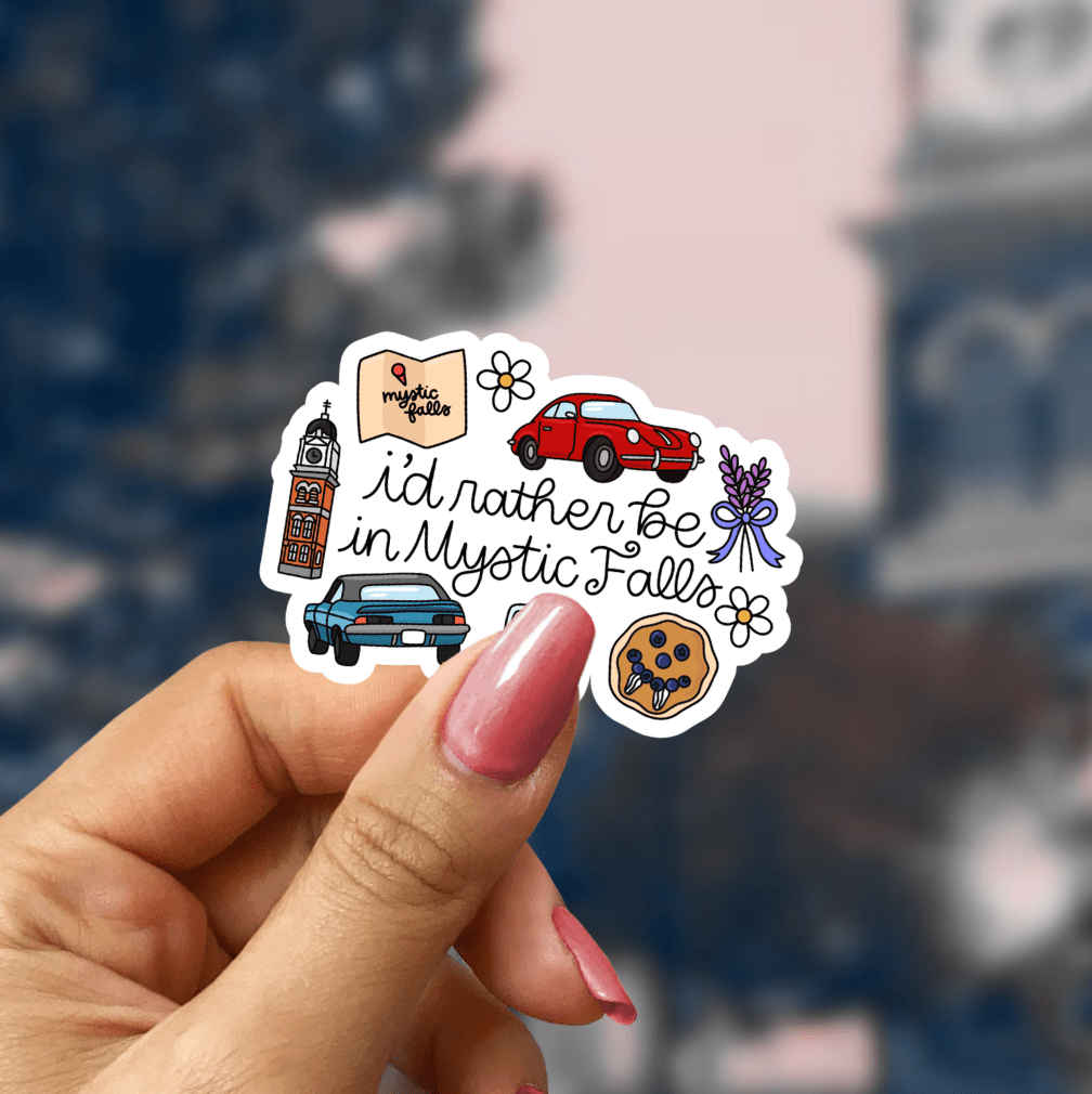 I'd Rather Be in Mystic Falls Star Sparkle Sticker - Starry Skies Austin