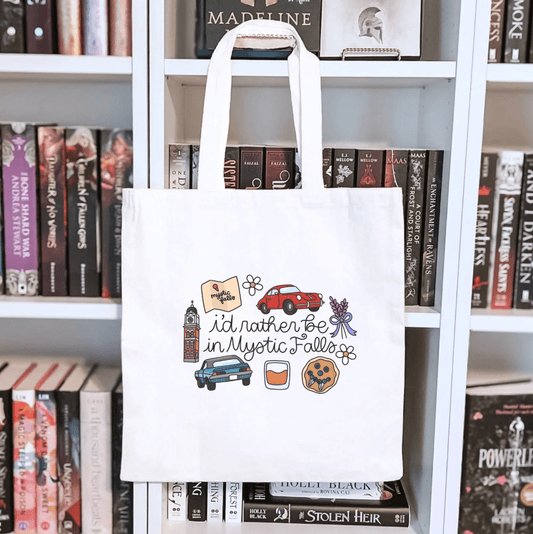 I'd Rather Be in Mystic Falls TVD Sublimated Canvas Tote Bag - Starry Skies Austin