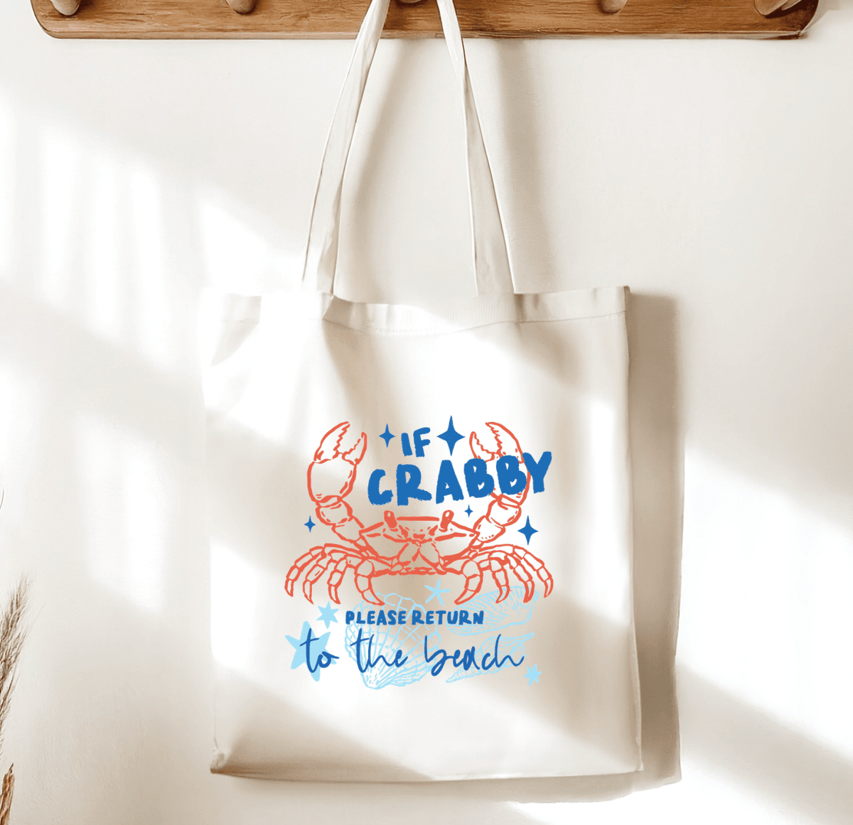 If Crabby Please Return to the Beach Sublimated Canvas Tote Bag - Starry Skies Austin