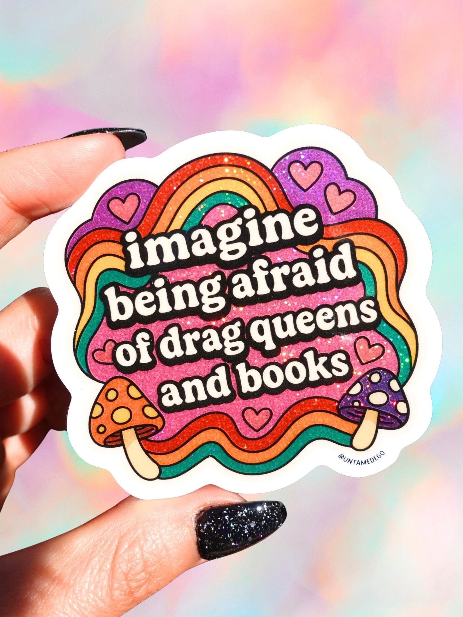 Imagine Being Afraid Of Drag Queens And Books Sticker - Starry Skies Austin