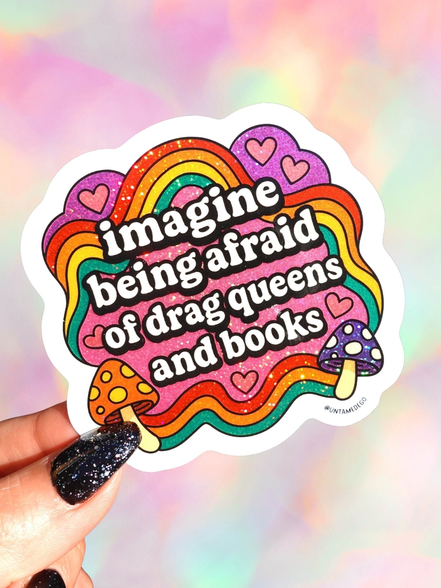 Imagine Being Afraid Of Drag Queens And Books Sticker - Starry Skies Austin