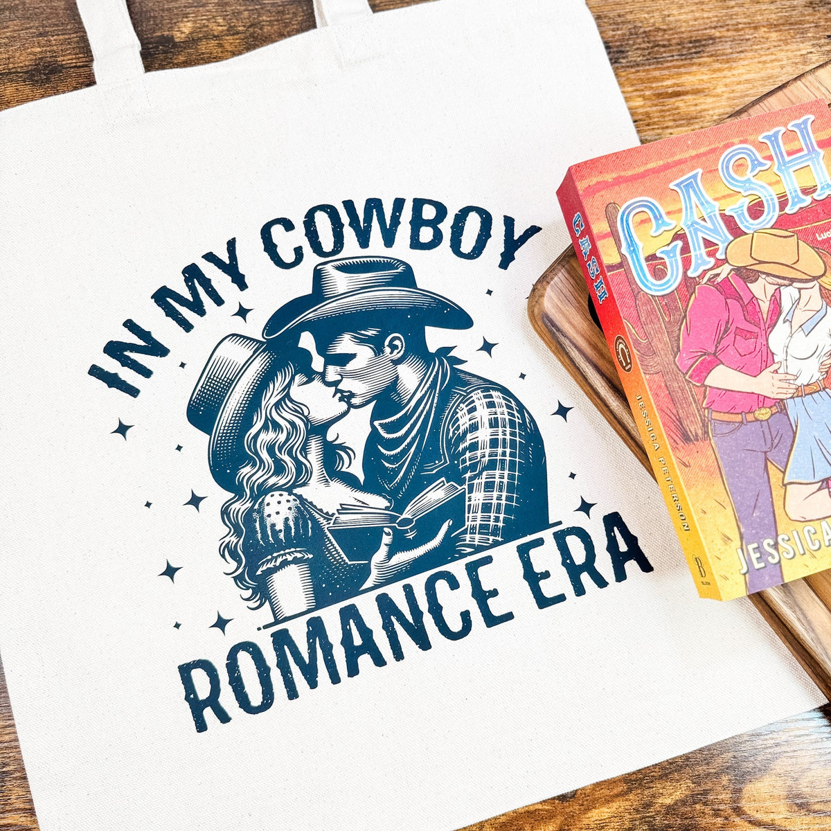 In My Cowboy Romance Era (Couple) Canvas Tote Bag - Starry Skies Austin