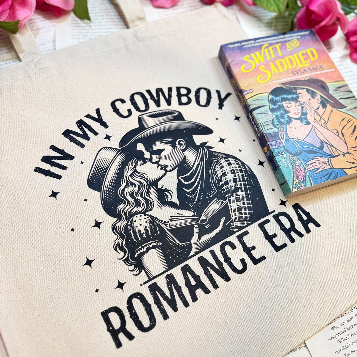 In My Cowboy Romance Era (Couple) Canvas Tote Bag - Starry Skies Austin