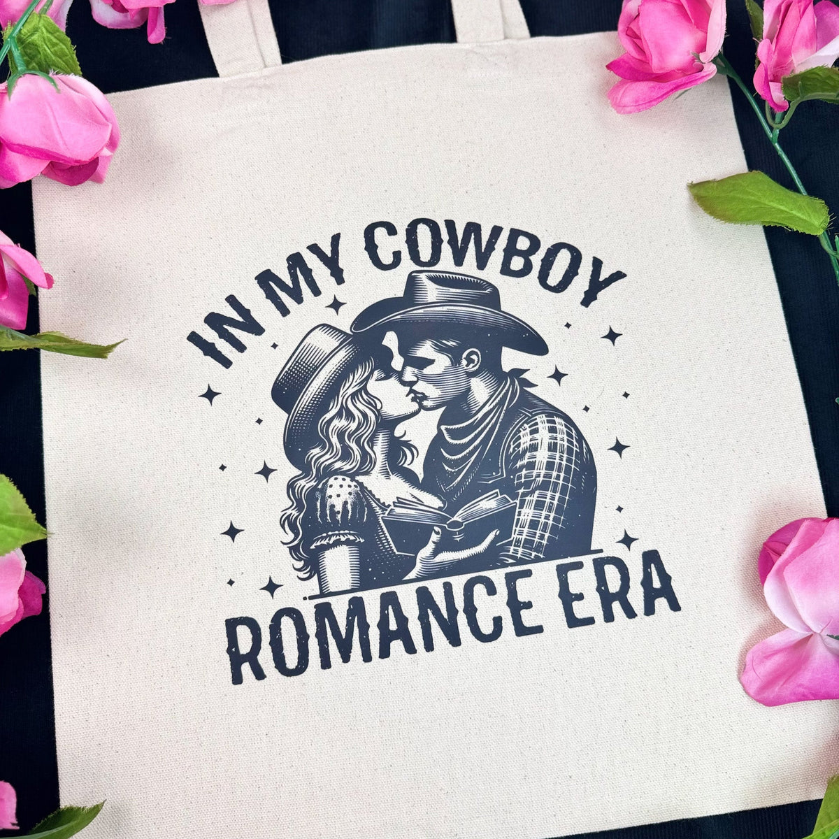 In My Cowboy Romance Era (Couple) Canvas Tote Bag - Starry Skies Austin
