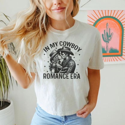 In My Cowboy Romance Era (Couple) Heavyweight Comfort Colors Boxy Cropped Shirt - Starry Skies Austin
