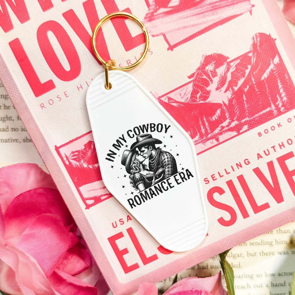 In My Cowboy Romance Era (Couple) Retro Motel Keychain - Starry Skies Austin