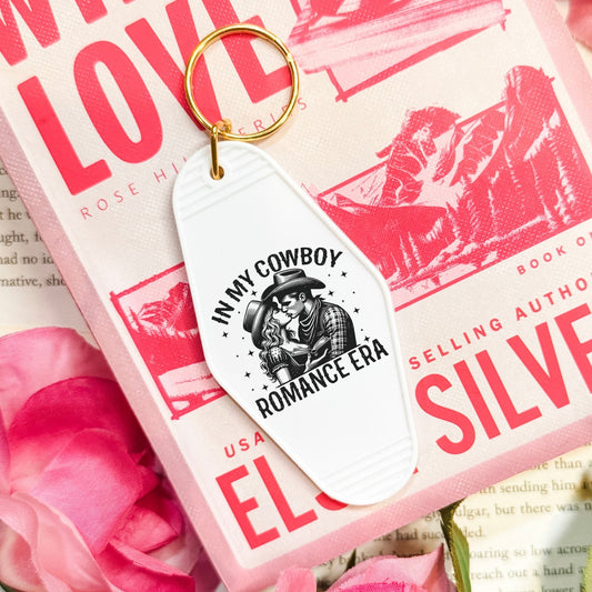 In My Cowboy Romance Era (Couple) Retro Motel Keychain - Starry Skies Austin