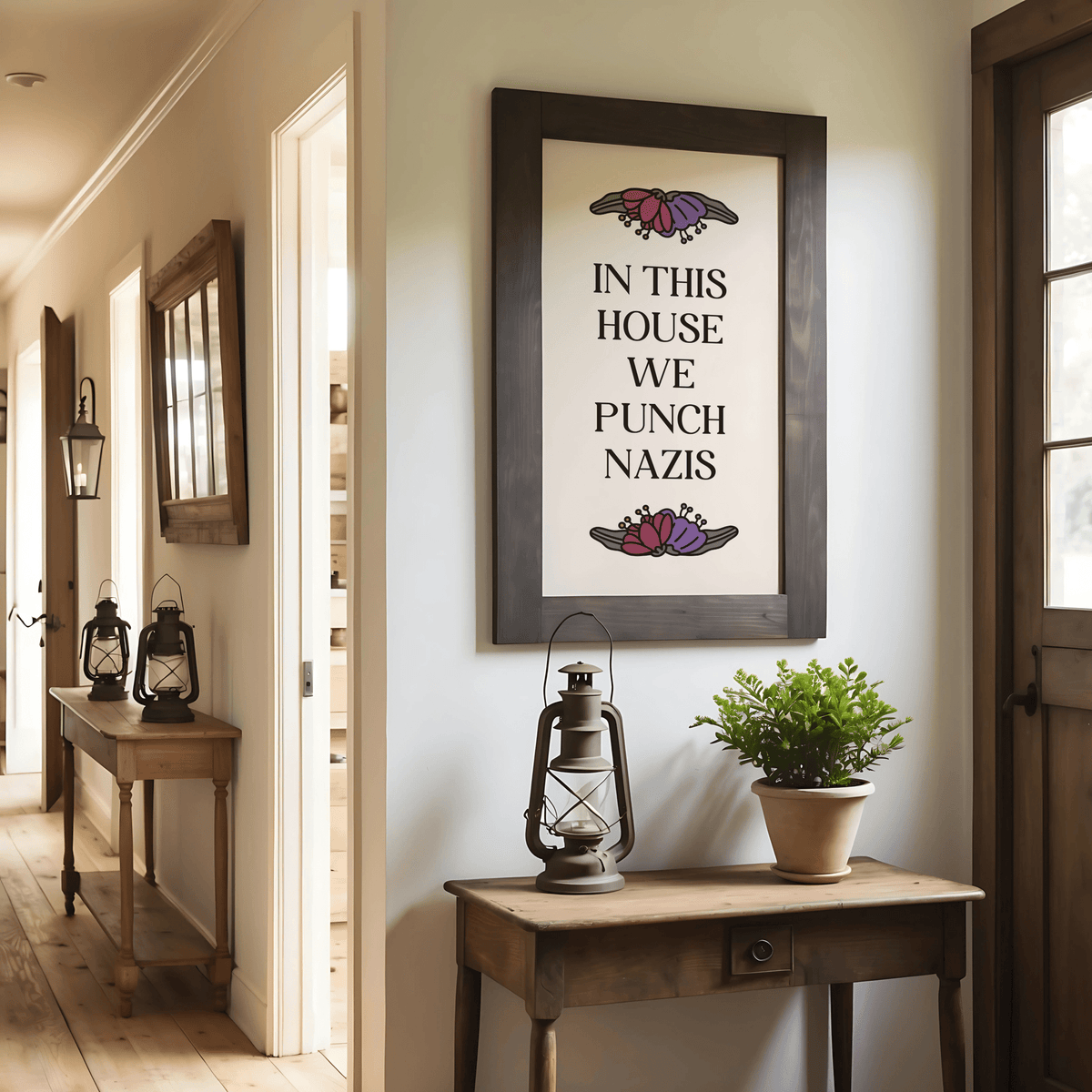 In This House We Punch Nazis Unframed Art Print - Starry Skies Austin