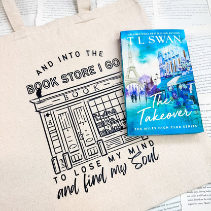 Into the Bookstore I Go Canvas Tote Bag for Book Lovers | Perfect for Bookstore Trips and Everyday Use - Starry Skies Austin