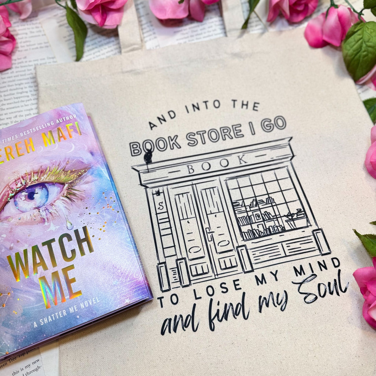 Into the Bookstore I Go Canvas Tote Bag for Book Lovers | Perfect for Bookstore Trips and Everyday Use - Starry Skies Austin