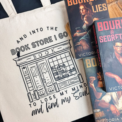 Into the Bookstore I Go Canvas Tote Bag for Book Lovers | Perfect for Bookstore Trips and Everyday Use - Starry Skies Austin