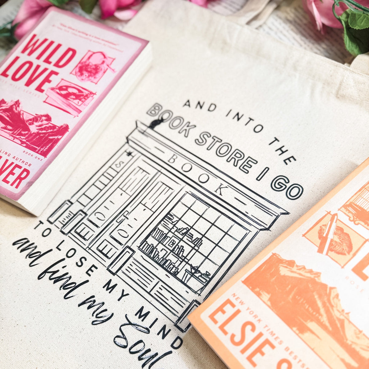Into the Bookstore I Go Canvas Tote Bag for Book Lovers | Perfect for Bookstore Trips and Everyday Use - Starry Skies Austin