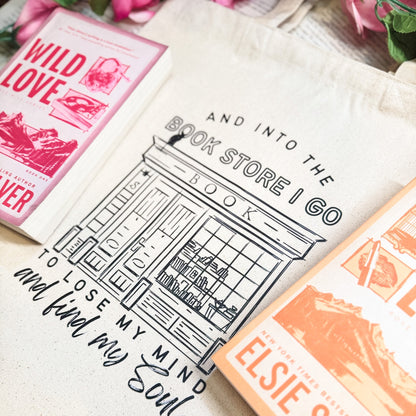 Into the Bookstore I Go Canvas Tote Bag for Book Lovers | Perfect for Bookstore Trips and Everyday Use - Starry Skies Austin