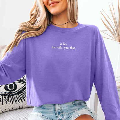 Is Lie, Liar Told You That Comfort Colors Long Sleeve – Hockey Romance BookTok Shirt - Starry Skies Austin
