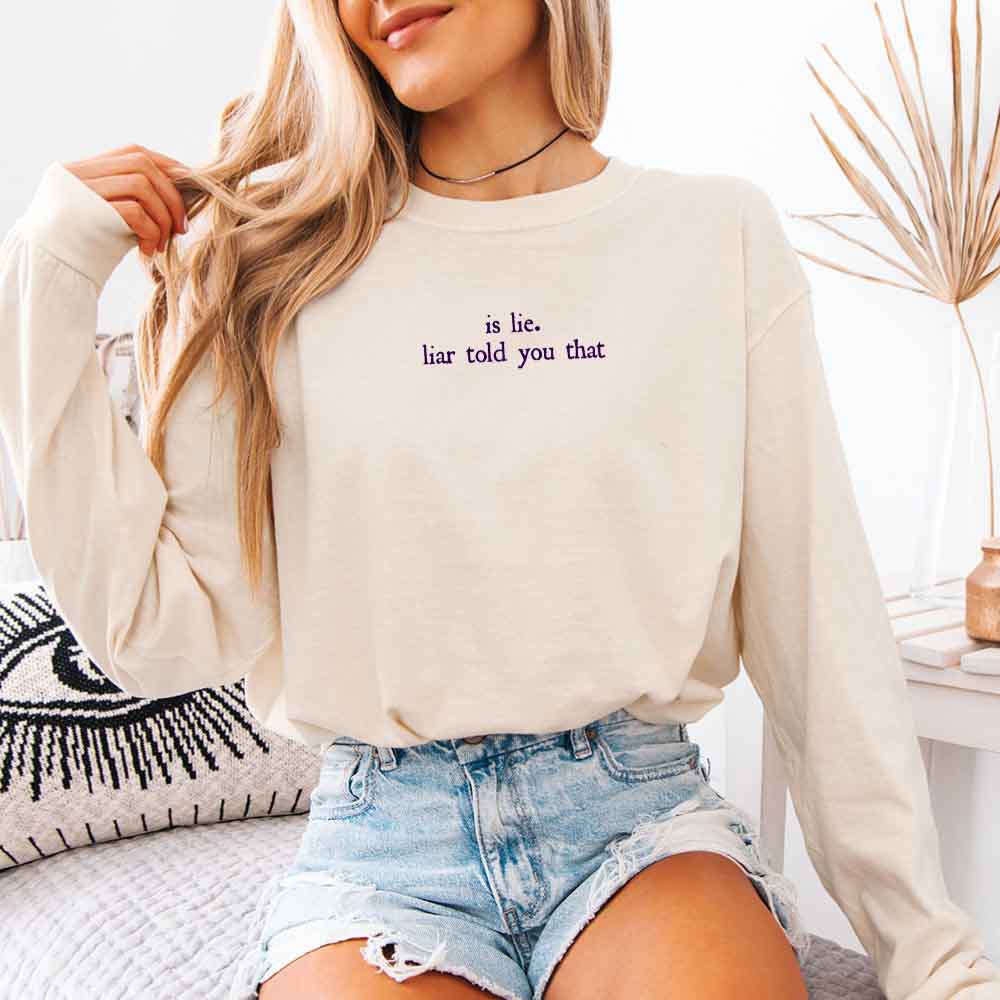 Is Lie, Liar Told You That Comfort Colors Long Sleeve – Hockey Romance BookTok Shirt - Starry Skies Austin