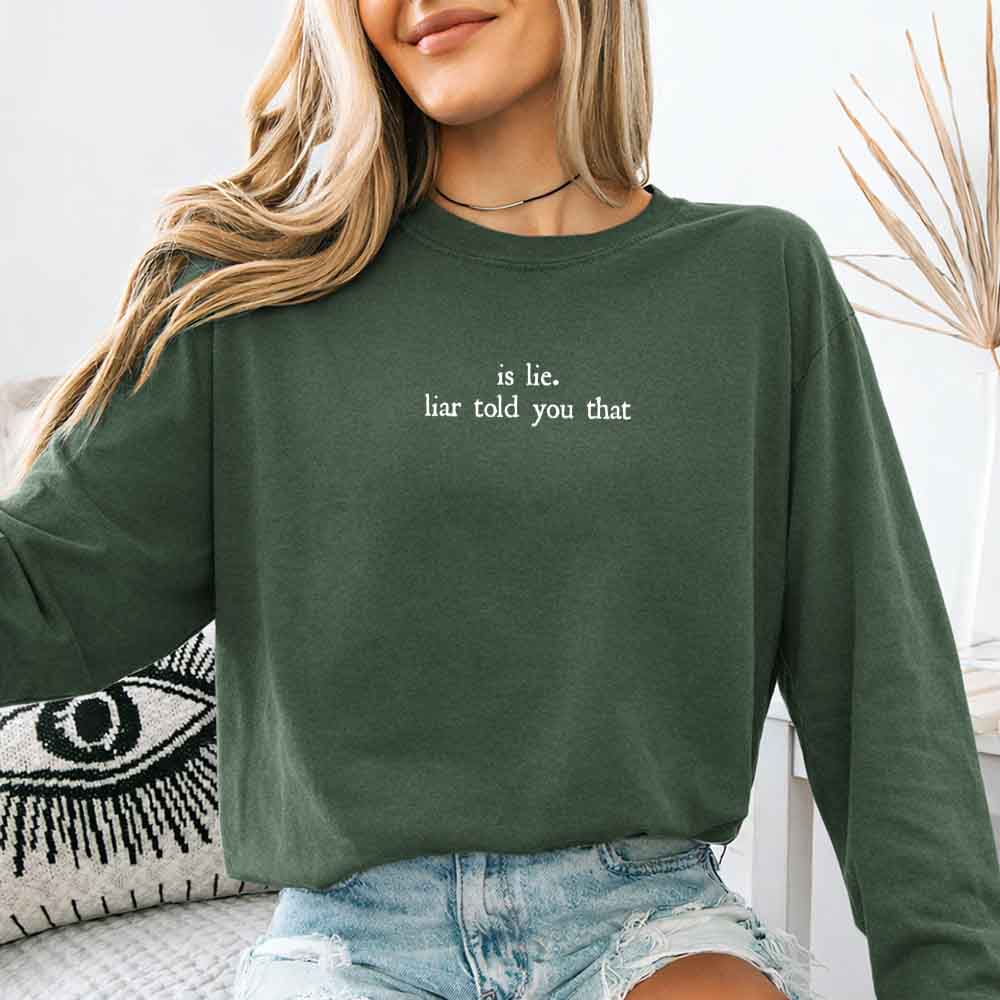 Is Lie, Liar Told You That Comfort Colors Long Sleeve – Hockey Romance BookTok Shirt - Starry Skies Austin