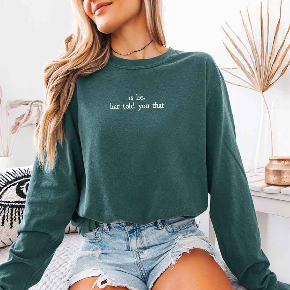 Is Lie, Liar Told You That Comfort Colors Long Sleeve – Hockey Romance BookTok Shirt - Starry Skies Austin