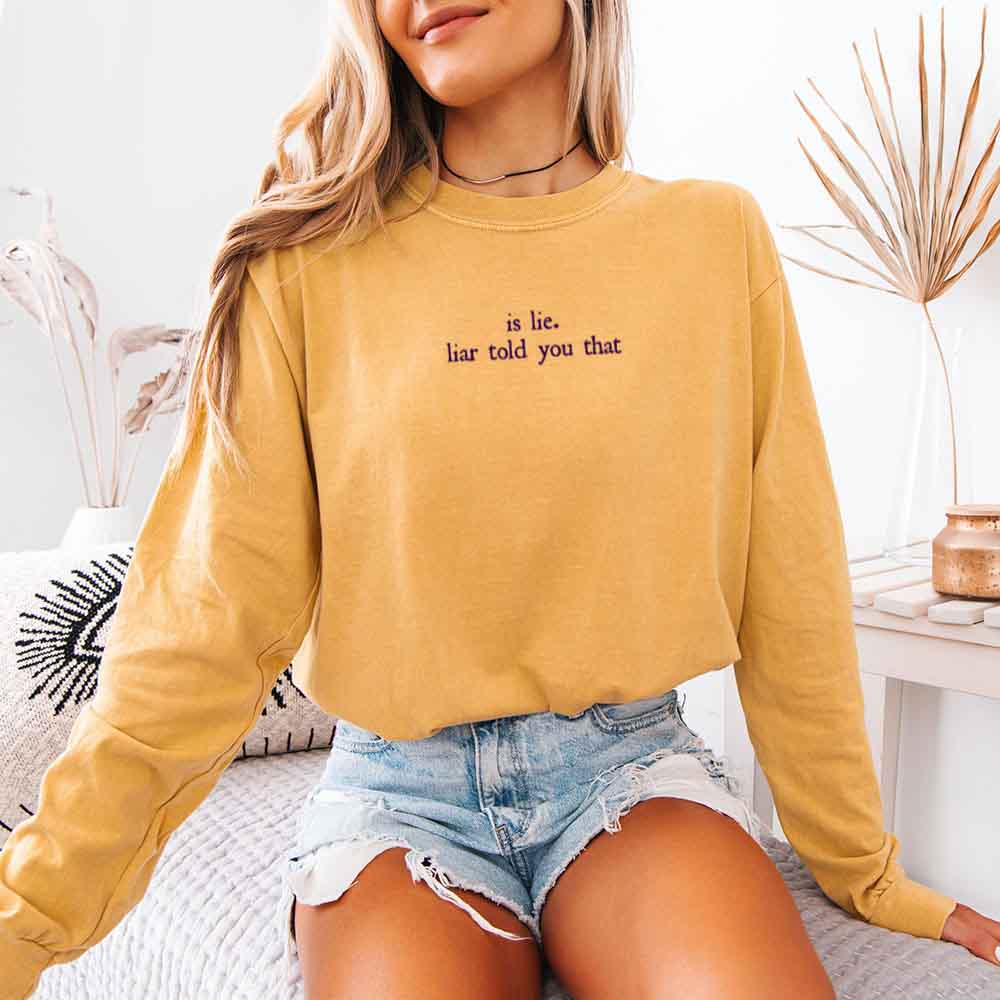 Is Lie, Liar Told You That Comfort Colors Long Sleeve – Hockey Romance BookTok Shirt - Starry Skies Austin