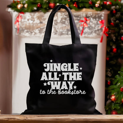 Jingle All The Way To The Bookstore Canvas Tote Bag | Bookish Christmas Collection - Starry Skies Austin