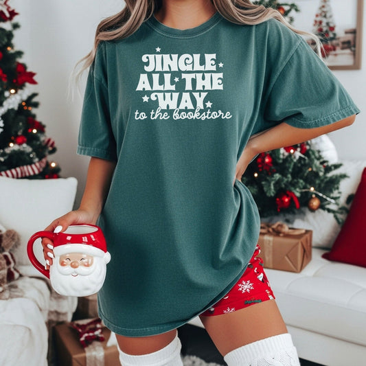 Jingle All The Way To The Bookstore Heavyweight Comfort Colors Shirt - Starry Skies Austin