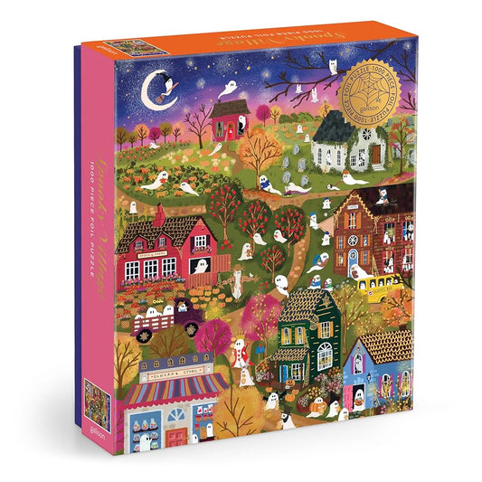 Joy Laforme Spooky Village 1000 Piece Foil Puzzle by Galison - Starry Skies Austin