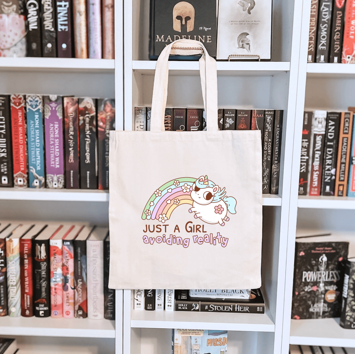 Just a Girl Avoiding Reality Sublimated Canvas Tote Bag - Starry Skies Austin