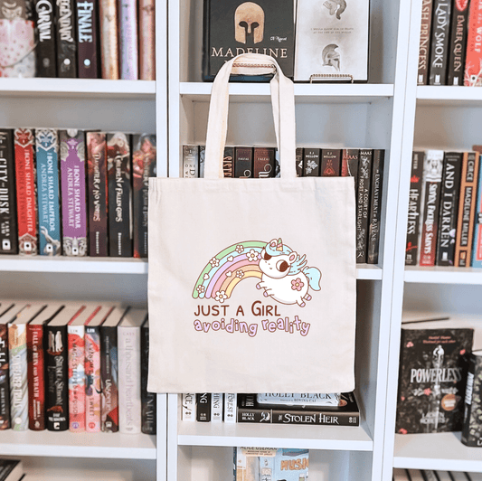 Just a Girl Avoiding Reality Sublimated Canvas Tote Bag - Starry Skies Austin