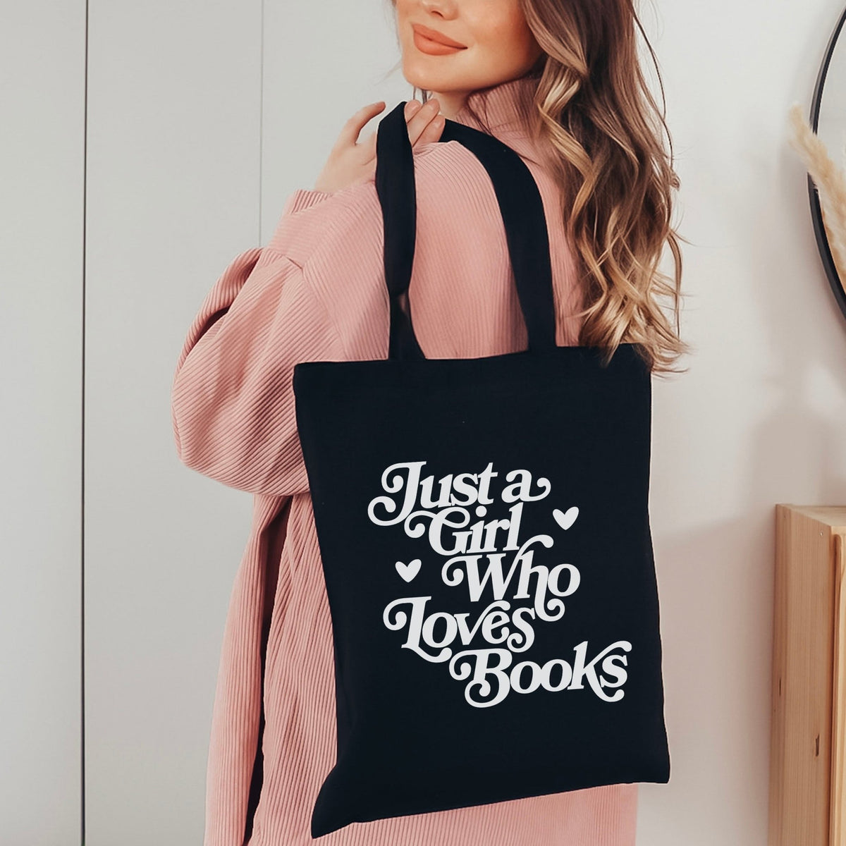 Just a Girl Who Loves Books Canvas Tote Bag | Aesthetic Bookish Bag for Readers and Bibliophiles - Starry Skies Austin
