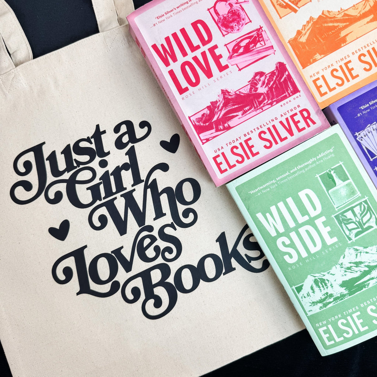 Just a Girl Who Loves Books Canvas Tote Bag | Aesthetic Bookish Bag for Readers and Bibliophiles - Starry Skies Austin